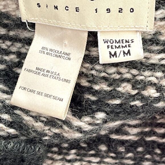 Vintage 90s Womens Olive Green Eddie Bauer Fair Isle Christmas Wool Cardigan - Picture 2 of 8